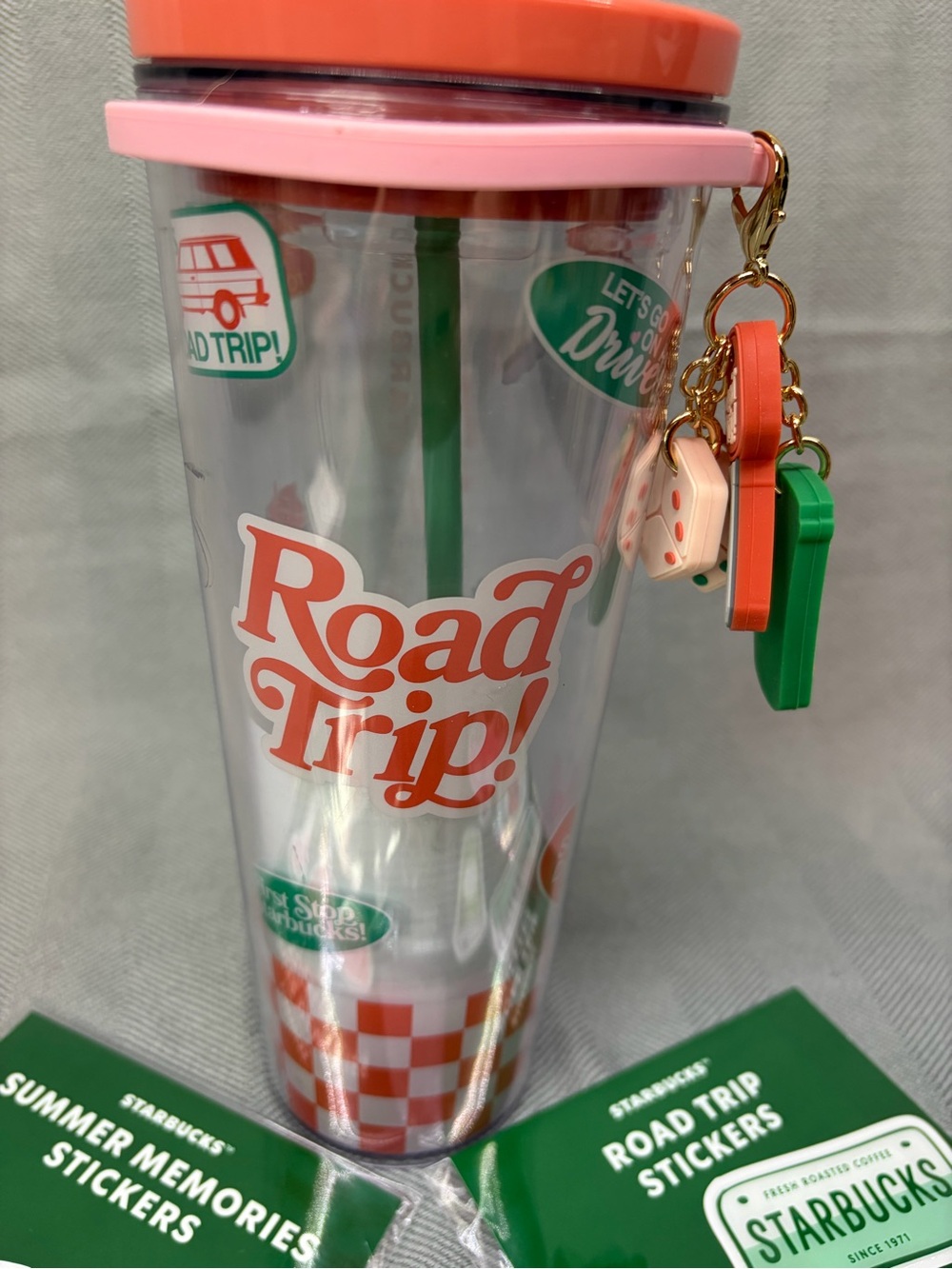 Starbucks x Dandy road trip 24 ounce cold cup tumbler w/charms stickers keychain